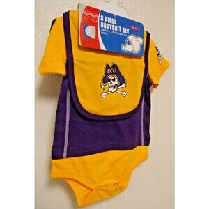 East Carolina University (ECU)  Bodysuit Bib Booties Set Size 12 M by OUTER Stu